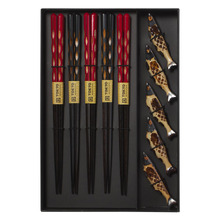 5 Pair Chopsticks with Sardine Rests Gift Set