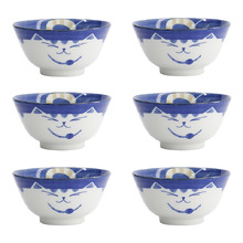 Kawaii Neko Cat 13cm Porcelain Bowls (Set of 6)