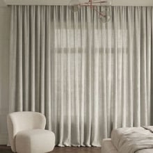 Custom Linesta Linen Light Filtering S-Fold Single Panel Curtain & Track Set