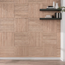 Acoura Space 600 x 600mm Euro Oak Slatted Acoustic Wall Panels (Set of 4)