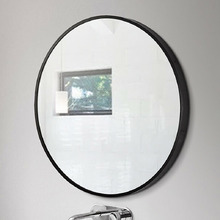 Black Gordon Round Aluminium Bathroom Mirror