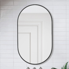 Black Superia Oval Stainless Steel Wall Mirror