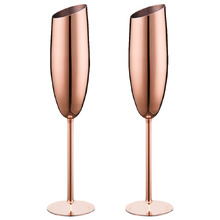 Rose Gold Rosetta 200ml Stainless Steel Champagne Glasses (Set of 2)