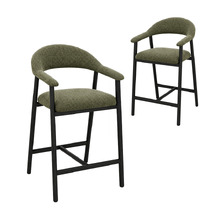65cm Green & Black Palmera Velvet Bar Stools (Set of 2)