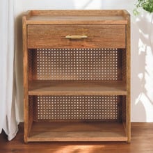 Jenna Mango Wood & Rattan Bedside Table