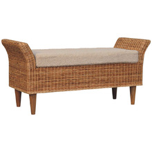 Serafim Mango Wood & Boucle Ottoman Bench