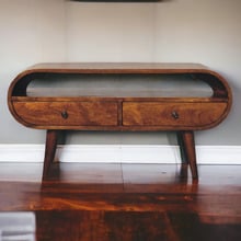 90cm Chestnut Yury 2 Drawer Mango Wood TV Unit