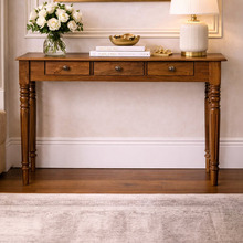 Chesnut Huxley 3 Drawer Mango Wood Console Table