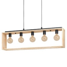Famborough Steel & Rubberwood 5 Light Pendant