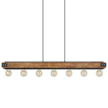 Layham Steel & Rubberwood Linear 7 Light Pendant