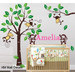 HM Wall Decal Personalised Name and Cute Monkeys, Tree ...