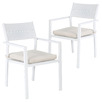 White Kos Aluminium Outdoor Slatted Dining Chairs