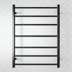 7 Bar Round Matte Black Stainless Steel Heated Towel Rail