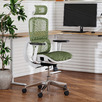 White & Green Elite Ergonomic Office Chair with Headrest