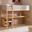 Elle Pine Wood Single Loft Bed with Desk