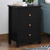 Black Geoffrey 3 Drawer Bedside Table