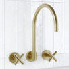 Aries Laundry 1/4 Turn Cross Handle Wall Sink Tap Set
