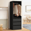 Black Cassandra 3 Drawer Wardrobe