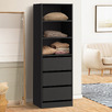 Black Cassandra 3 Shelf 3 Drawer Wardrobe