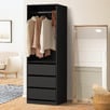 Black Cassandra 3 Drawer Wardrobe
