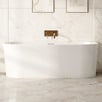 Montana Gloss White Oval Acrylic Back to Wall Bath with Overflow