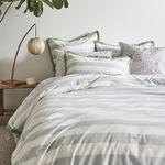 Temple & Webster Sage Gingham Washed Cotton Quilt Cover Set