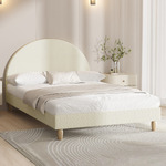 White Quiton Boucle Platform Bed