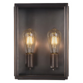 MDA Lighting Kent 2 Light Brass &amp; Glass Outdoor Wall Light