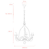 MDA Lighting Candice Metal 3-Light Chandelier