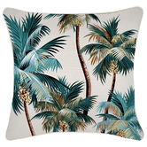 Escape to Paradise Cream Palm Trees Piped Square Outdoor Cushion