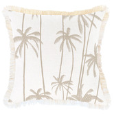 Escape to Paradise Tall Palms Coastal Fringed Square Outdoor Cushion