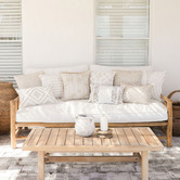 Escape to Paradise Tall Palms Coastal Fringed Square Outdoor Cushion