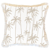 Escape to Paradise Tall Palms Coastal Fringed Square Outdoor Cushion