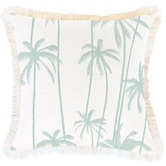 Escape to Paradise Tall Palms Coastal Fringed Square Outdoor Cushion