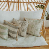 Escape to Paradise Tall Palms Coastal Fringed Square Outdoor Cushion
