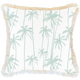 Escape to Paradise Tall Palms Coastal Fringed Square Outdoor Cushion