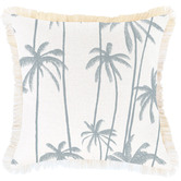 Escape to Paradise Tall Palms Coastal Fringed Square Outdoor Cushion