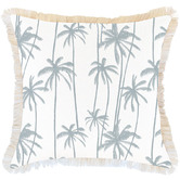 Escape to Paradise Tall Palms Coastal Fringed Square Outdoor Cushion