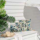 Escape to Paradise Palm Trees Piped Rectangular Outdoor Cushion