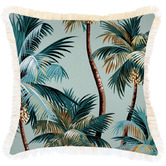 Escape to Paradise Palm Trees Fringed Square Outdoor Cushion