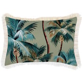 Escape to Paradise Palm Trees Fringed Rectangular Outdoor Cushion