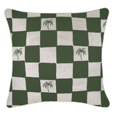 Escape to Paradise Checkered Palm Kale Cushion