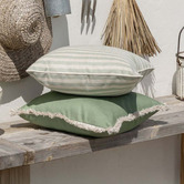 Escape to Paradise Fringed Coastal Solid Indoor/Outdoor Cushion
