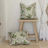 Escape to Paradise Green Piped Seaweed Indoor/Outdoor Cushion