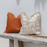 Escape to Paradise Fringed Coastal Solid Indoor/Outdoor Cushion