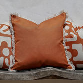 Escape to Paradise Fringed Coastal Solid Indoor/Outdoor Cushion