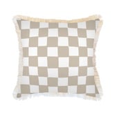 Escape to Paradise Check Coastal Fringed Outdoor Cushion