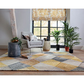 Harlequin Mustard &amp; Grey Harlequin Rhythm Hand-Tufted Wool Rug