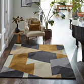 Harlequin Caramel Slate Shell Popova Hand-Tufted Rug