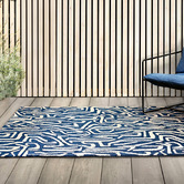 Harlequin Blue Melodic Hand-Tufted Outdoor Rug